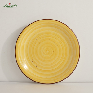 Assiettes de Dîner en Céramique Jaune Peintes à la Main de 10,5 et 7,5 Pouces, Assiettes Petites en Grès, en Stock en Gros pour Restaurants - Product Image 6