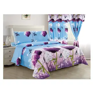 African Style eco-friendly 3d printed flora 6PCS microfiber wedding sleep aid Curtain bedding Set