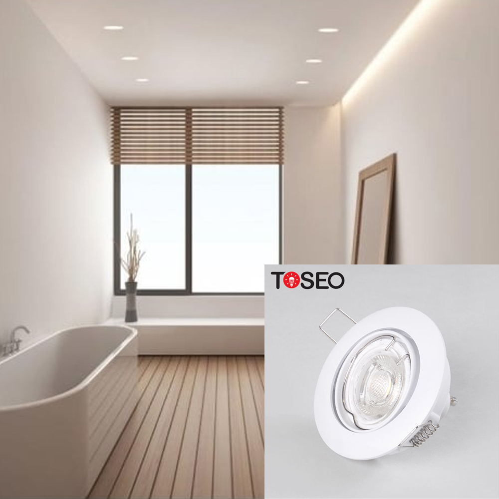 Indoor Recessed Downlight Fixtures Gold Round 84Mm 7W Adjustable Led Spotlights
