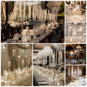 LEDA 8-arm Clear Acrylic Wedding Candle Holder <b>Candelabra</b> Wedding Centerpiece for Events Decor - Product Image 4