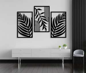 Décoration murale murale en acier / fer moderne / minimaliste / industriel Vietnam Art mural en métal moderne CNC à motifs floraux - Product Image 2