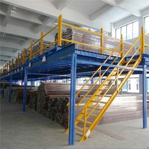 מתכת תעשייתית אטטי אחסון מדפי רצפה מזנין מדפים עם מדרגות פלטפורמת פלדה ריצוף עבור מיסוך מחסן - Product Image 6