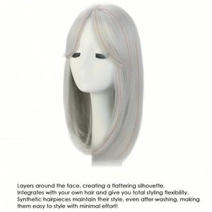 Venta al por mayor: Topper <span class=keywords><strong>de</strong></span> cabello sintético <span class=keywords><strong>de</strong></span> 16 pulgadas para mujer, <span class=keywords><strong>con</strong></span> flequillo <span class=keywords><strong>natural</strong></span>, postizo invisible para cabello fino - Product Image 3
