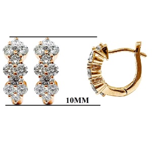Boucles d'oreilles créoles de mariage élégantes et tendance en or rose 18 carats et or blanc avec diamants véritables, production rapide en gros de Hong Kong - Product Image 2