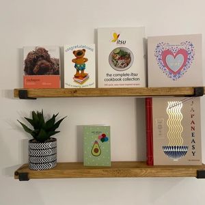 Étagère rustique en <span class=keywords><strong>bois</strong></span> massif mince avec supports en acier <span class=keywords><strong>brut</strong></span> fabriqués à la main 10cm de profondeur X 3.2cm d'épaisseur <span class=keywords><strong>planche</strong></span> de <span class=keywords><strong>bois</strong></span> - Product Image 6