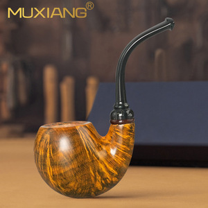 Muxiang Handmade Briarwood Smoking Pipe Bent Shape Traditional Tobacco Pipe For Men - Product Image 2