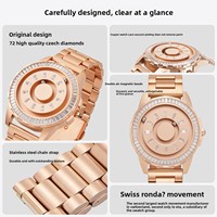 Reloj de Hombre de Lujo Personalizado OEM, con Levitación Magnética, Ecológico, Caja de Cobre, Correa de Acero Inoxidable, Puntero, Cuarzo Importado