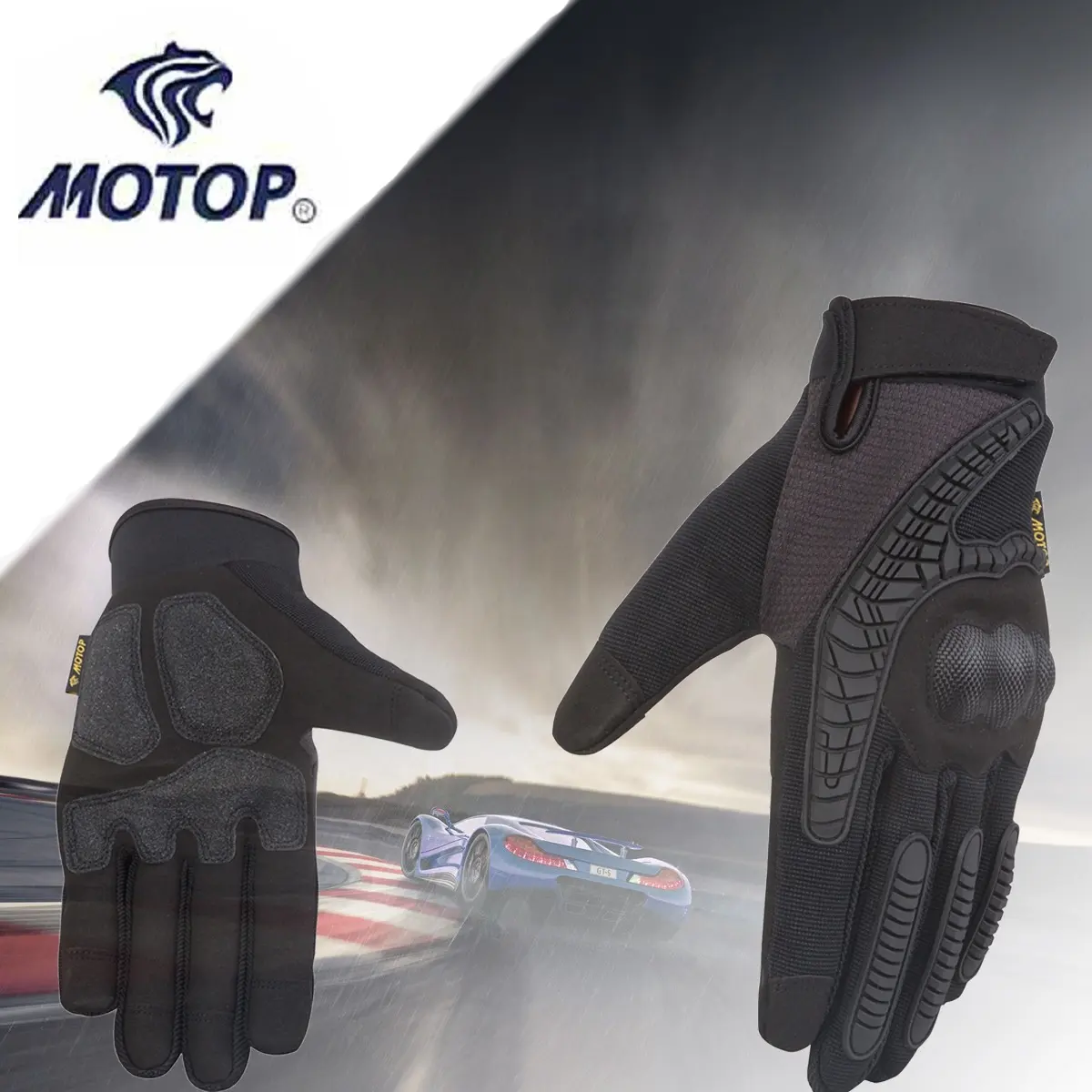 Motorcycl Glove Racing Glove Black Knuckle Protected Sports Motocross Motorcycle Racing Glove