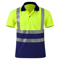 Polo en polyester à bandes réfléchissantes, séchage rapide, respirant, vêtement de travail pour projets de construction routière, col rond personnalisé