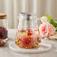 Théière en verre borosilicate de 27 oz avec filtre en acier inoxydable, bouilloire à thé en verre résistant à la chaleur, usine certifiée BSCI