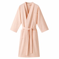 Peignoir de luxe en tissu gaufré avec logo personnalisé, élégant pour femme, respirant et léger, idéal pour hôtel, salon et usage domestique