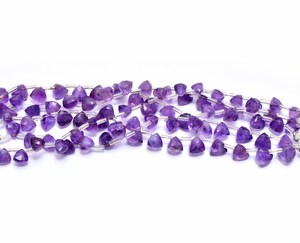 Pierre précieuse d'améthyste naturelle 7mm à facettes trillion de perles de briolette améthyste pierre précieuse semi-précieuse perles de briolette en vrac pour bijoux - Product Image 4