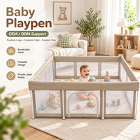 Parc de jeu pour bébé en tissu écologique, montage rapide, structure métallique robuste, enclos de sécurité pour nourrissons, aire de jeux pour tout-petits