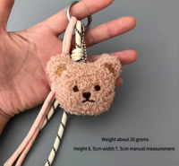 Porte-clés en peluche mignon petit ours, tendance, avec cordon, pendentif de sac, accessoires de mode pour femmes, vente en gros