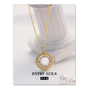 Set di Gioielli Retrò con Anello e Collana in Oro 18K, Design Semplice con <span class=keywords><strong>Diamanti</strong></span> CZ e Perle per Ragazze - Product Image 2