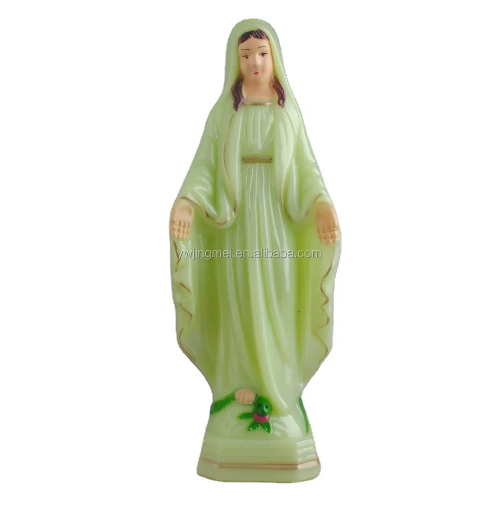 Vente en gros à la mode, nouveau artisanat religieux en plastique lumineux statue de la vierge marie catholique avec boîte