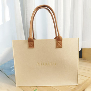 กระเป๋าผ้าสักหลาดสะพายไหล่สีขาวขนาดใหญ่ปรับแต่งสีสันได้ตามต้องการ - Product Image 3
