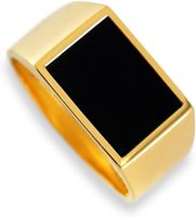 Bague Chevalière Carrée en Or 10k 14k 18k pour Homme avec Pierre Onyx Noir, Bijou Artisanal de Caractère, Cadeau pour Mari, Père, Lui, Chine