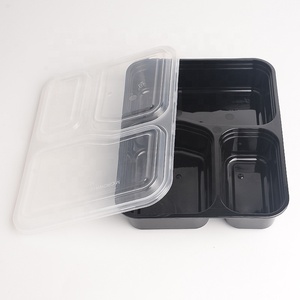 Microwave Takeaway BPA Free Plastic Food Containers Lids 3 Compartment Disposable Leak Proof Eco-Friendly <strong>Meal</strong> <strong>Prep</strong> Lunch <strong>Box</strong> - Product Image 5