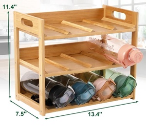 12 support de tasse à eau support de stockage support organisateur de bouteille d'eau en bambou autoportant pour étagères de <span class=keywords><strong>cuisine</strong></span> - Product Image 2