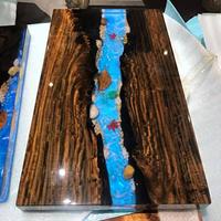 Plateau à thé en résine époxy, Table basse, personnalisé, Art en bois, rivière