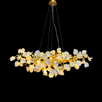 Lustre en céramique dorée de luxe en forme d'étoile, lustre moderne en forme de branche d'arbre pour salon, salle à manger, villa, chambre à coucher
