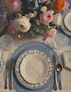 סט פורצלן פרחוני מותאם אישית dinnerware לבן סט צלחות קרמיקה ניידים עמיד עבור צהריים תה חתונה מערב - Product Image 1