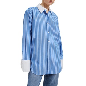 Moda personalizada <span class=keywords><strong>de</strong></span> alta calidad largo cuello vuelto manga larga espalda abierta Camisa <span class=keywords><strong>de</strong></span> popelina <span class=keywords><strong>camisas</strong></span> y blusas <span class=keywords><strong>de</strong></span> mujer - Product Image 3