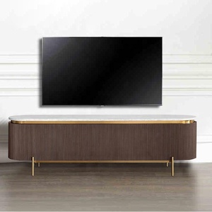 高品质意大利现代豪华不锈钢底座大理石顶级电视柜橱柜家具客厅 - Product Image 5