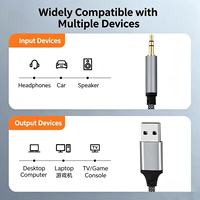 Câble audio USB vers 3,5 mm, conducteur en cuivre, connexion carte son pour ordinateur de bureau et portable, adaptateur AUX mâle-mâle