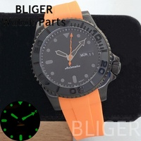 Montre de plongée BLIGER 40 mm pour homme, mécanique analogique NH36, cadran noir lumineux, verre saphir, bracelet en caoutchouc rouge/jaune, 100 m