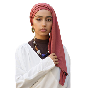 Latest Fashion Comfortable Breathable Women Scarf 4 Ways Stretch Culture Hijab High Quality Ribbed Jersey Hijab - Product Image 3