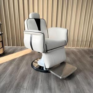 Sedia da Barbiere di Alta Qualità in Pelle Bianca Regolabile per Salone di Bellezza - Product Image 1