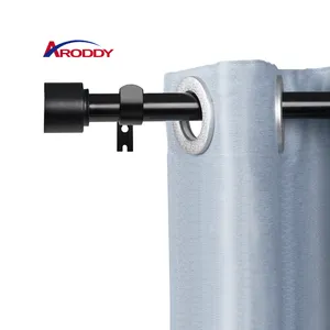 ARODDY 18 "-28" Postes de cortina negros para cortinas con ojales Varillas de cortina ajustables extensibles de metal para puertas de ventanas