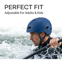 Casque de kayak ventilé bleu mat certifié distributeur pour sports nautiques, wakeboard, rafting, canoë – Équipement de protection de la tête
