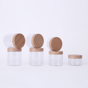 250g 8oz 500ml clear PET Plastic <b>Container</b> Food <b>Storage</b> Ice Cream Jar with Bamboo Wooden Lids - Product Image 5