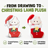 Peluche Mignonne en Forme de Petit Mouton pour Chaussette de Noël, Fabrication Directe Usine OEM ODM, Animal en Peluche Rembourré en Coton PP et Polyester, Vente en Gros, MOQ, Peluche Amusante