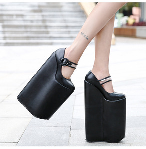 Women's European American Style Super Thick-Sole High Heels Shallow Platform Large-Sized <b>Pole</b> <b>Dance</b> Shoes 30cm Mixed Autumn - Product Image 6