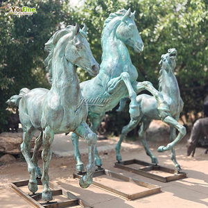 Скульптура YOUFINE: Трехконный конный гарнизон в натуральную величину из литой латуни/бронзы для сада/садового участка/особняка - Product Image 2