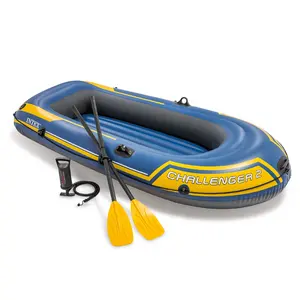 Intex 68367 Challenger 2 Set Perahu Karet Tiup, Perahu Memancing Kayak Drift Ganda