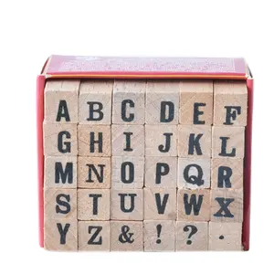 30pk mini couleur naturelle majuscule alphabet lettre nouveauté timbre en bois
