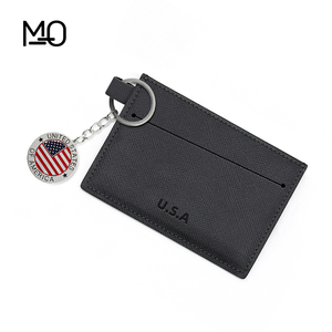 Ensemble de boîtes cadeaux personnalisables en gros avec porte-cartes fin et porte-clés en métal, étui compact minimaliste noir en PU pour cartes - Product Image 2