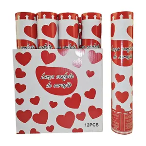 Nuovo Design carta stagnola Mini a forma di cuore di colore rosso festa popper tessuto Push Pop coriandoli cannone