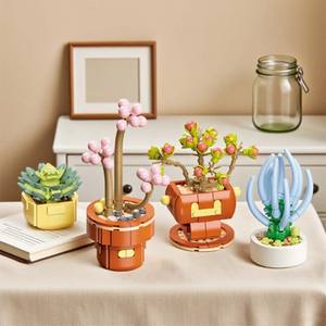 Bloques de Construcción de Partículas Pequeñas, Planta Artificial en Maceta, Cactus Combinado, Torre de Flores Mágica, Adorno de Escritorio - Product Image 2