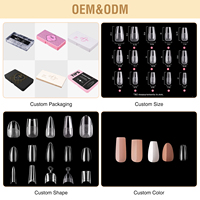 14 Tailles – Capsules d'ongles en gel souple sans HEMA, couvrance totale, forme amande, transparentes, à presser, avec logo personnalisé pour salons professionnels