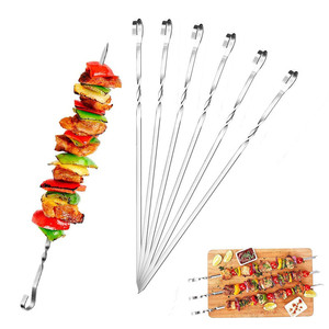 Yongli-Brochetas Planas para Asar A LA Parrilla, Reutilizables, para Barbacoa, Carne, <span class=keywords><strong>Pollo</strong></span>, <span class=keywords><strong>Verduras</strong></span>, 12 Unidades - Product Image 2