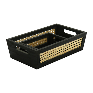 Caisses <span class=keywords><strong>en</strong></span> <span class=keywords><strong>bois</strong></span> FSC & BSCI, panier de nidification de comptoir rustique avec poignée, petits conteneurs de stockage de fruits et légumes antiques - Product Image 1