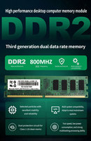 Mémoire RAM DDR2 2 Go pour ordinateur de bureau 800MHZ OEM U-DIMM mémoire RAM DDR2 4 Go Ymeiton RAM de haute qualité à bas prix pour PC