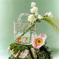 Vase en verre soufflé à la main transparent, style panier tressé, décoration artistique moderne, luxe léger, pour salon, appartement modèle, table basse, hôtel