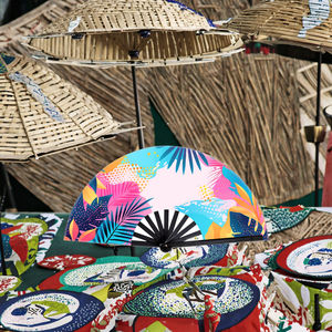 BSBH Traditional 33cm Bamboo Hand Fans Eco-Friendly Fabric Painted Corporate <strong>History</strong> Company <strong>Timeline</strong> Folk Art Staff Memento - Product Image 3